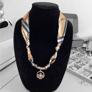 Handmade Silk Necklace with Pendant